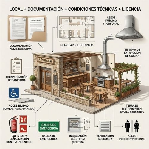 Licencia para abrir un bar en La Tallada d'Empordà: documentación y condiciones del local